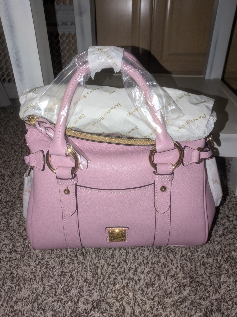 Dooney & Bourke Sorrento Satchel 30 W/ Pocket In Dusty Rose Pink Color